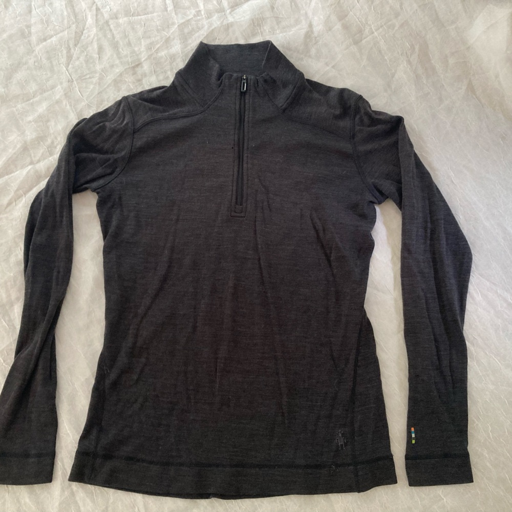 Women’s Smartwool Zip-neck Top, charcoal grey size large